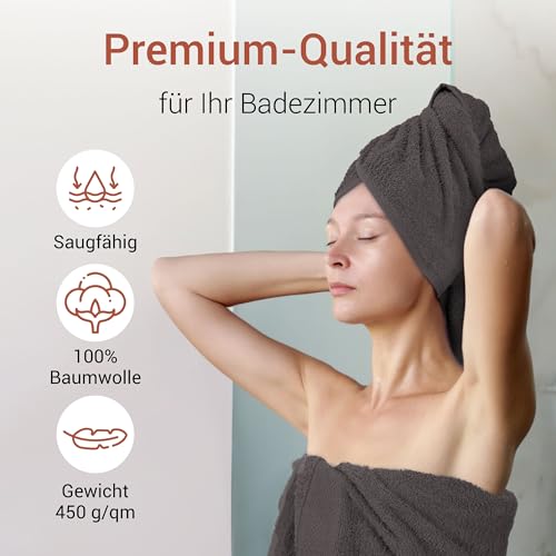 Textilschmied 8-TLG. Handtuch Set mit Aufhängeschlaufe für Badezimmer aus 100% Baumwolle- Oeko TEX 100 - weich, saugstark, lichtbeständig & langlebig - 2 Badetücher, 2 Handtücher, 4 Waschlappen – Bild 5