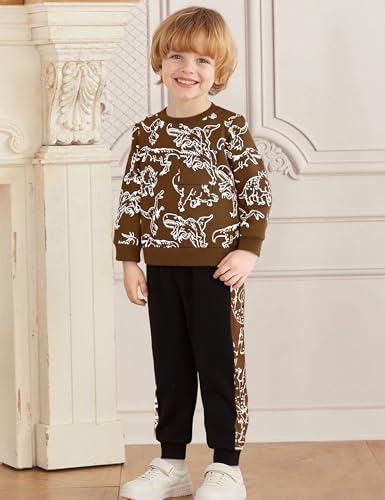 Image of Toddler Boys Dinosaur Sweatshirt and Jogger Pants Outfit Set, Ages 2-10