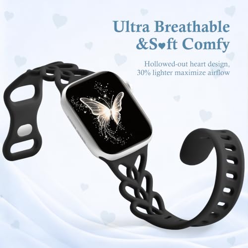 Odbeai Slim Cute Heart Braided Band-Compatible with Apple Watch Bands Women 40mm 41mm 42mm 38mm 44mm 45mm 46mm 49mm,Sport Soft Breathable Silicone Strap for iWatch Series 11 10 9-1 SE 3-1 Ultra,4Pack — view 4