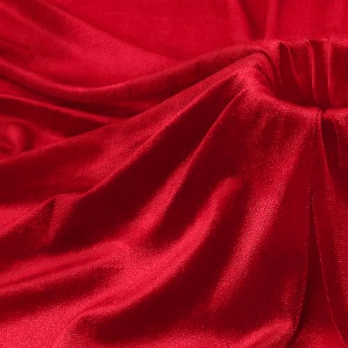 P Pothuiny Red Velvet Fabric by The Yard 1 Yard x 60 Inch Wide Luxury & Soft Stretchy Velvet Cloth Fabric for Sewing Apparel Upholstery - 90% Polyester 10% Spandex