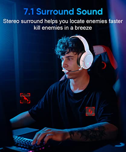 2.4Ghz Wireless Gaming Headset With Xbox Adapter, 7.1 Surround Sound, 3.5Mm Wired Games Headphones With Microphone Compatible With Xbox One, Xbox Series X/ S, Ps4, Ps5, Switch, Pc, Laptop (White) #TOP3