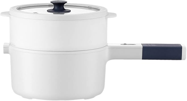 Matybobe 1.6L Electric Hot Pot 110V Electric Cooker Skillet Non-Stick Rapid Noodles Cooker with Steamer Lid for Steak Egg Fried Rice Ramen Soup with 2 Modes Temperature Control