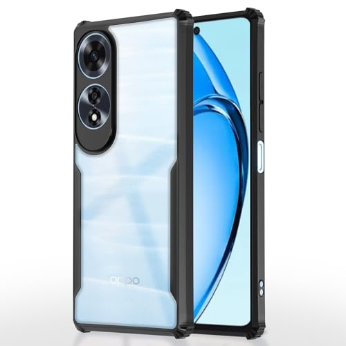 Image of Pikkme Oppo A60 4G Back Cover | Crystal Clear Transparent Back | Ultra Hyrbid | Full Camera Protection | Raised Edge | Bumper Back Case (Black)