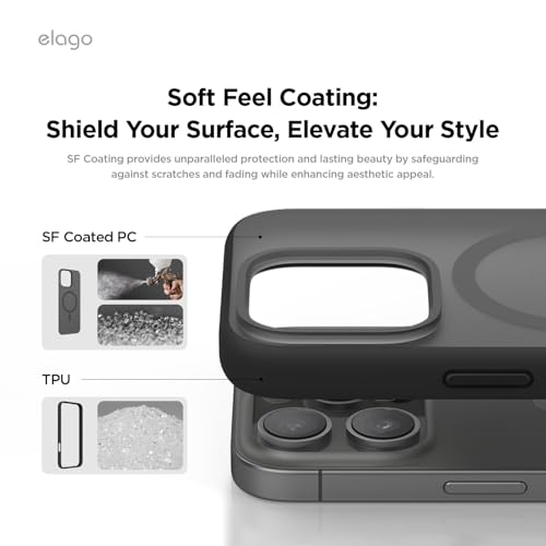 Coque iPhone 16 Pro elago : la solution anti-rayures hybride compatible MagSafe noir mat