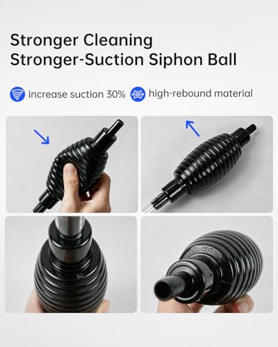 Image of Siphon Hose Fish Tank Cleaner, Aquarium Water Changer, Gravel Vacuum for Aquarium Sand & Gravel - Premium Designed for Superior Cleaning Performance, Safer Material, Battery-Free Design (7FT)