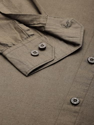Image of Men's Cotton Linen Solid Shirt | Slim Fit Full Sleeve Casual Shirt | Lightweight | Breaethable | Stylish