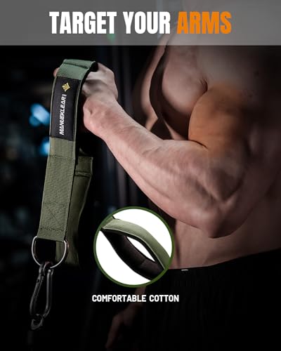 Image of MANUEKLEAR 24-Inch 3-Grip Tricep Rope Cable Attachment for Gym Greater ROM