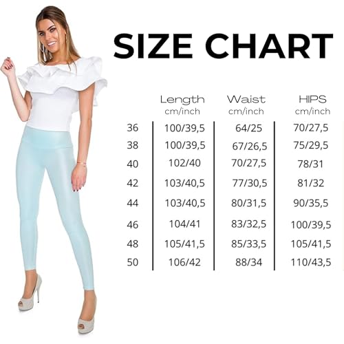 FUTURO FASHION Dameslegging in lederlook latex broek hoge taille sexy glanzend wet look & mat volledige lengte leggings hoge taille latex kunstleer glans metallic partylook 36-50 EU - Afbeelding 6