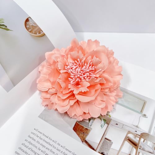 Image of Peony Fabric Flower Brooches Oversize Lapel Pins Extra Big Brooch Delicate Dancing Party Prom Wedding Charm Banquet Dress Suit Guest Corsage Accessories Gifts Dancer Large Hairpin Clip 110mm