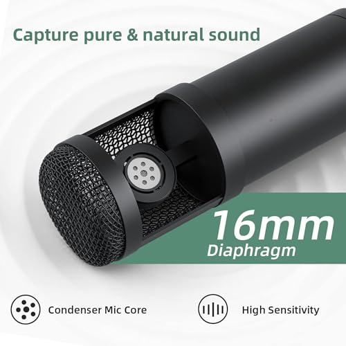 Image of ARVOX AX-M5 USB Condenser Microphone Kit, 192kHz /24bit, 20-20KHz, 16mm Diaphragm, with Boom Arm, Pop Filter, Shock Mount, Tripod, 2.5M Cable, for Podcasting, Gaming, Singing