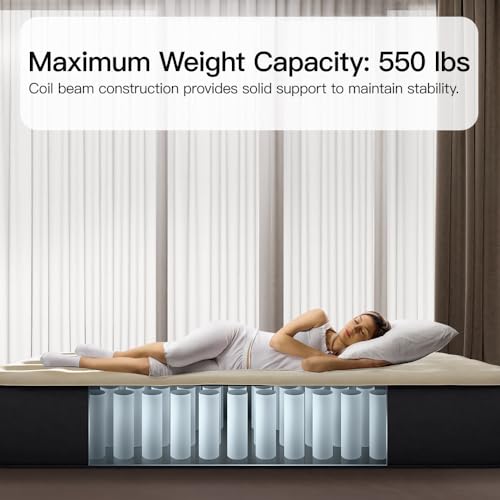 Air Mattress Twin with Built in Pump - 2 Mins Quick Self Inflatable,13"/550lbs Max Blow Up Bed, All Night Stability No Lost Air,No Peculiar Smell for Camping,Home,Guests & Portable Travel