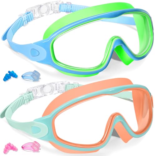 Image of Keary 2 Pack Kids Swim Goggles for 3-15 UV Protection Anti-Fog Pool Water Swimming Goggles for Boys Girls Youth Toddler