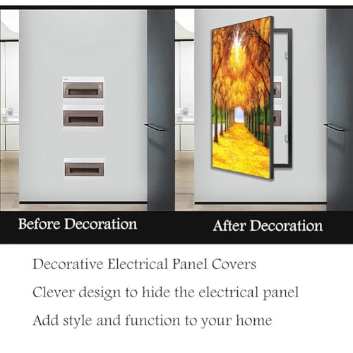 Aluminum Alloy Fuse Box Cove Art - Electric Meter & Circuit Breaker Panel Painting for Wall Decor (Black, 50x100cm) - Stylish Home & Office Decoration