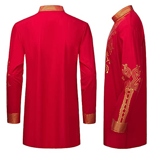 YND Men’s 2 Piece Dashiki Set African Outfit and Pants, Shirt with Gold Print3