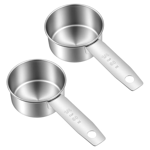 60 ml taza medidora x2 acero inoxidable plata miniatura 1