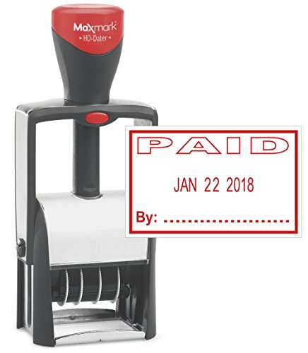 Heavy Duty Date Stamp with Paid Self Inking Stamp - RED Ink)