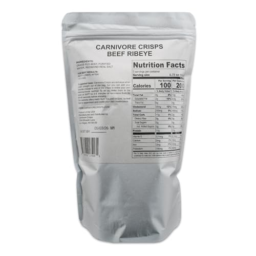 Carnivore Crisps, Grass Fed and Finished Beef Ribeye, Beef Crisps, High Protein, Keto & Carnivore Diet Approved, Gluten-Free, No Hormones, 3.75 oz (Pack of 3)