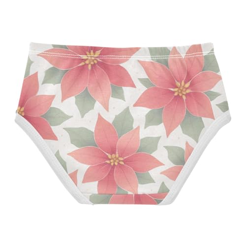 Girls' Stretchy Triangle Panties Breathable Toddler Underwear for Kid Poinsettias in Sizes 2T,3T, 4T, 5T, 6Y and 8Y2