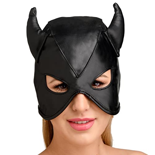 Master Series Sex Bondage Hood with Horns. BDSM Mask...