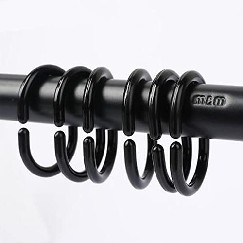 Lanjue 36 Packs Shower Curtain Rings, Black Plastic C-Shaped Bath Drape Loop Rail Rings for Bathroom Window Rod