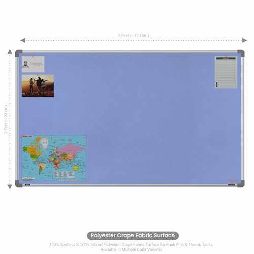 Image of Scholar Art Metis 3x5 Feet Fabric Pin Up Board for Home, Office & School | Vibrant & Versatile Crape Cloth + High Density Soft Board for Pinning Photos, Sticky Notes & Reminders (Purple)