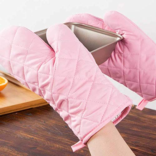 Voarge Ofenhandschuhe, Hitzebeständig Ofenhandschuhe Verdickte Hitzeresistente Topfhandschuhe Topflappen Backhandschuhe, 1 Paar, rosa