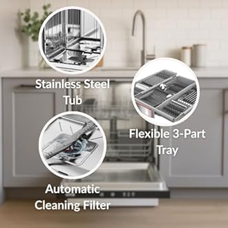 HYE Dishwasher - Integrated Dishwasher with 16 Place Settings, 60cm, Full Size & Built-In Design, Silver, ECO Program, Quick Wash, Quiet (47 dB) - DW01B16PS19