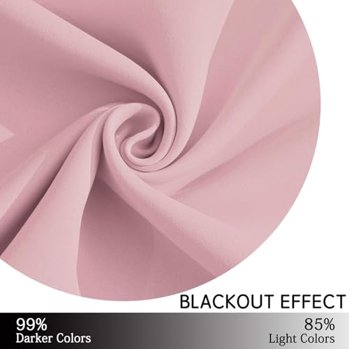 Yakamok Light Blocking Window Blackout Curtains Thermal Insulated Room Darkening Drapes for Bedroom,Solid Grommet Top Window Panels, 38x36 Inch, Pink, One Pair
