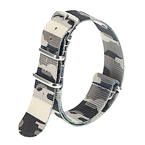 18mm-22mm Bracelet de montre en nylon de style sport militaire de l'otan, bracelet de montre de camouflage à rayures pour montre à quartz analogique, 20mm Cover