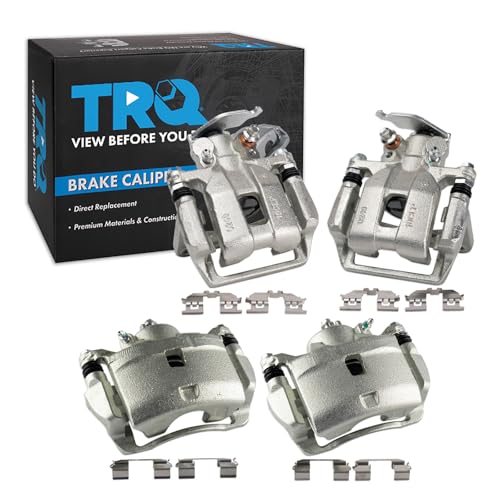 Image of TRQ Front and Rear Brake Caliper Set Zinc Coated Brackets Compatible with 2013-2017 Honda Accord