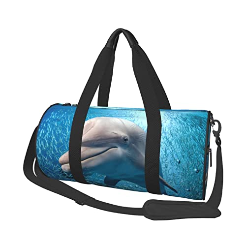 Sac de voyage imprimé Happy Dolphin noir taille unique pour optimiser le sport