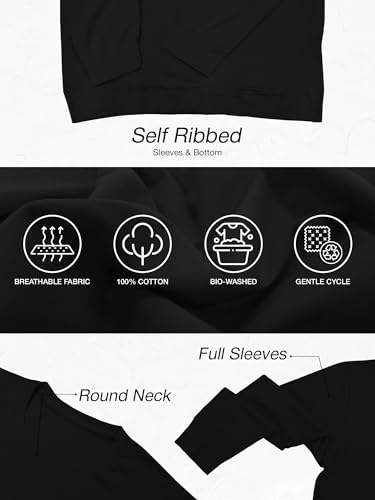 Image of STATUS MANTRA Women's Cotton Round Neck Regular Fit Sweatshirt | Full Sleeves and Smile Printed | Comfort Colour T-Shirt | Available in Multicolor & Size Small to 2XL