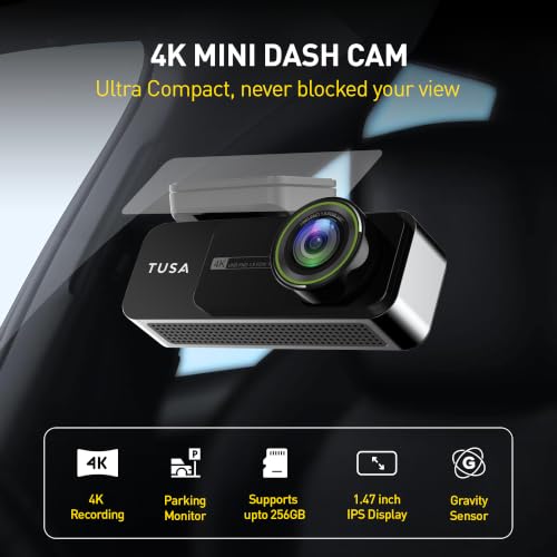Image of TUSA 4K Front & 1080 Rear Dash Camera | WiFi Car Dash Cam | Super Night Vision | 6-Layer Lens | Loop Recording | Emergency Recording | Parking Monitor & Type-C Connectivity