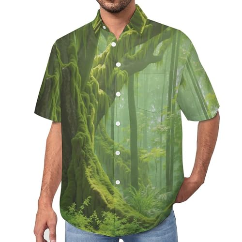 Chemise homme manches courtes à motif arbres anciens pour l'été