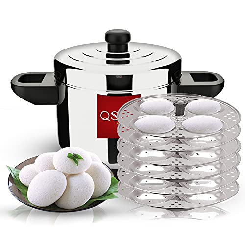 Image of QSEC Idli Cooker (24 Idli) Stainless Steel Steamer With 6 Tier Stand | Induction and Gas Stove Compatible