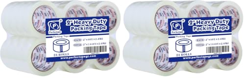 Image of PERFECTAPE Heavy Duty Packing Tape 24 Rolls, Total 1440Y, Clear, 2.8 mil, 1.88 inch x 60 Yards, Ultra Strong, Refill for Packaging and Shipping (Pack of 2)