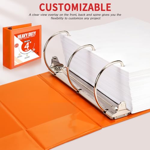 Image of Sinload 6 Pcs 3 Ring Binder, Large Capacity D Ring Binders with Pockets, 8.5 inch x 11 inch Presentation Folder View Binder with Customizable Clear Cover for Documents Files Projects(Multicolored,4 Inch)