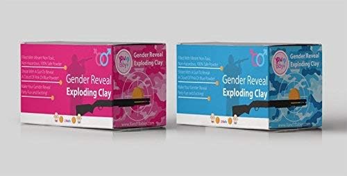 The Original Gender Reveal Orange Target Shotgun Exploding Target Balls Set by X&Y (1 Pink & 1 Blue Ball) | Gender Reveal Powder Shooting Balls