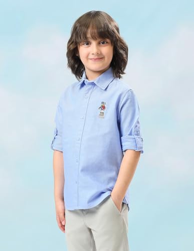 Image of USPA Kids Boys Oxford Solid Regular fit Shirt