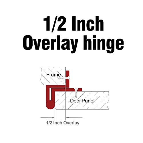 Vallecloud 4 Pack (2 Pair) Antique Brass Cabinet Hinges for Kitchen Cabinet Door, Partial Wrap Self Closing 1/2" Overlay Kitchen Cabinet Hinges, Semi Hidden Cabinet Hinge for Cabinet Doors - Image 2
