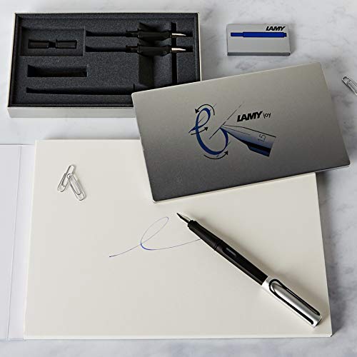 Lamy joy AL black calligraphy fountain pen set - fountain pen with 3 different nibs  - calligraphy pen with ribbon nib & - Additional View