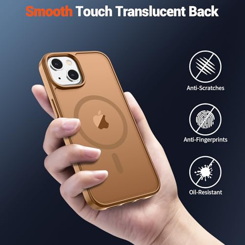 Image of SUPFINE Magnetic for iPhone 15 Plus Case & iPhone 14 Plus Case(Compatible with MagSafe)(Military Grade Drop Protection) Slim Translucent Shockproof with Anti-Fingerprint Phone Case,Brown
