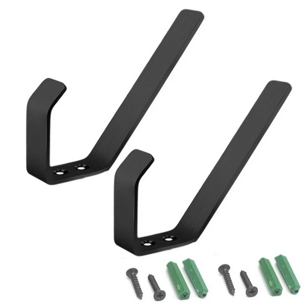 HESHUWEN Helmet Holder 2PCS Motorcycle Helmet Holder Stainless Steel Hat Wall Hook Rack With Mounting Screws Multipurpose Mount(Black)