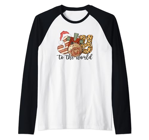 JOY TO THE WORLD Cristiano Navidad Jesús Nacimiento Natividad Camiseta Manga Raglan