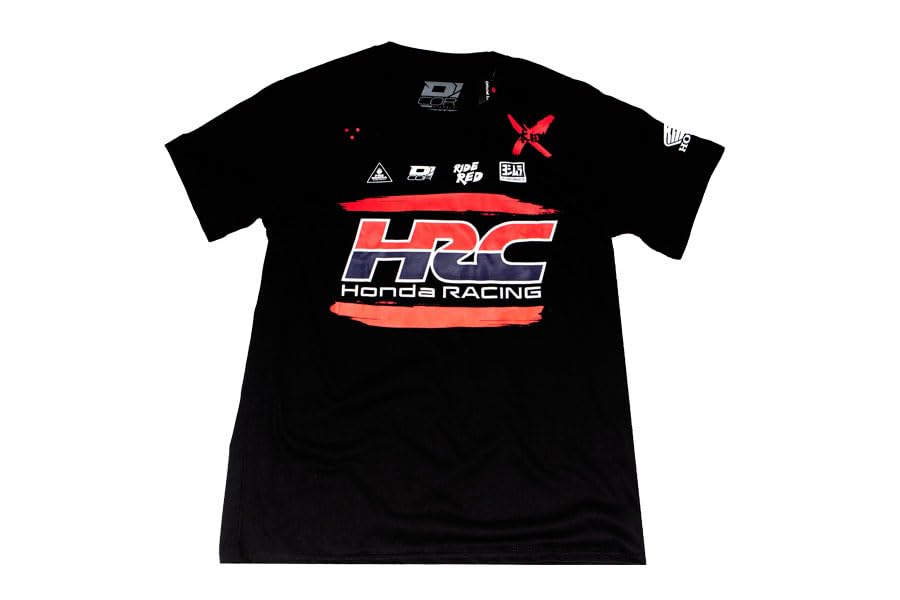 D'cor Visuals T-Shirt Racing - Inspiré par Honda HRC Factory Team - Vêtements décontractés de Sport Automobile, Noir, Taille XL