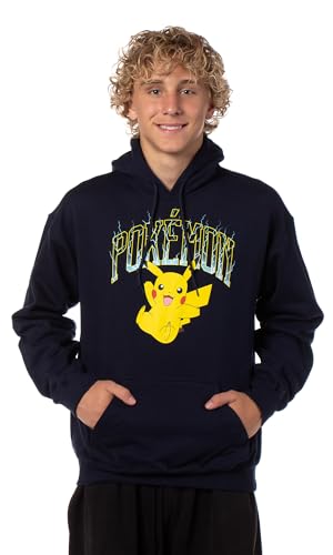 Seven Times Six Pokemon Men's Pikachu Lightning Logo Pullover Hoodie Hooded Sweatshirt2