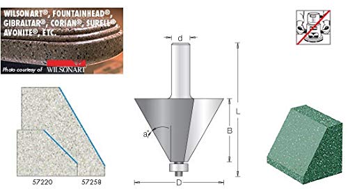 Amana Tool - 57258 Carbide Tipped Chamfer with Ultra-Glide Ball Bearing Guide Solid Surfac