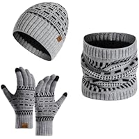 Gorro Bufanda Guantes Set de Invierno Hombre Cálido Beanie
