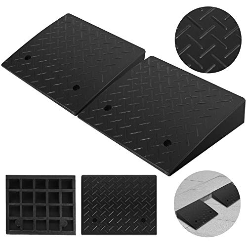 Mophorn 2 Pack Rubber Curb Ramp 4" Height 16.7" Width Rubber Threshold Ramp