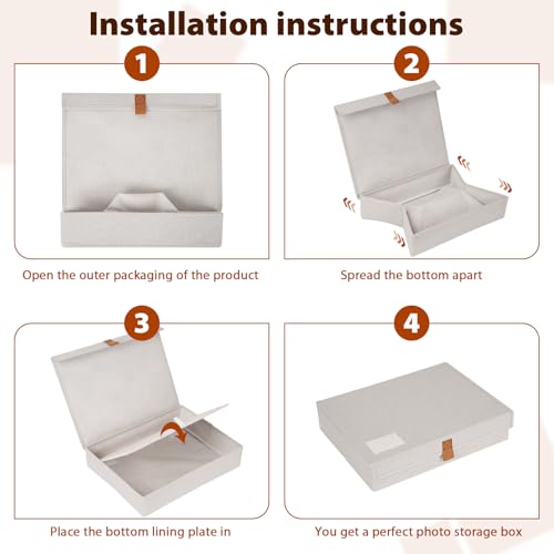 Image of Flenpptly Decorative Photo Storage Box, Photo Boxes Storage with Lids Keepsake Box to Store Pictures, Envelope, Scrapbook Supplies Comes with Business Card Frame to Mark (Small)